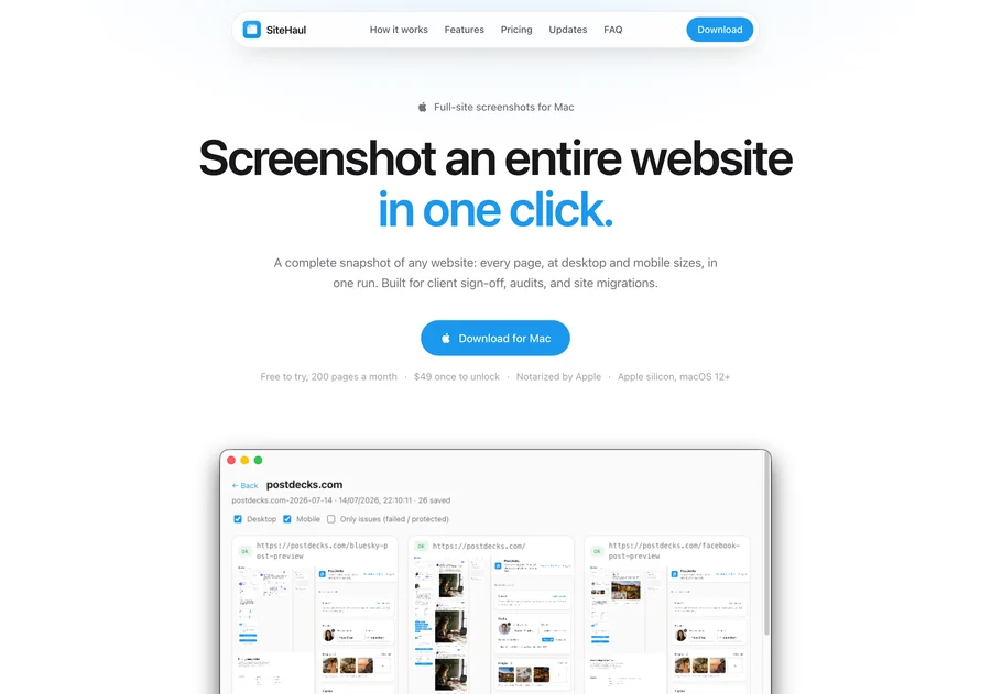 SiteHaul screenshot